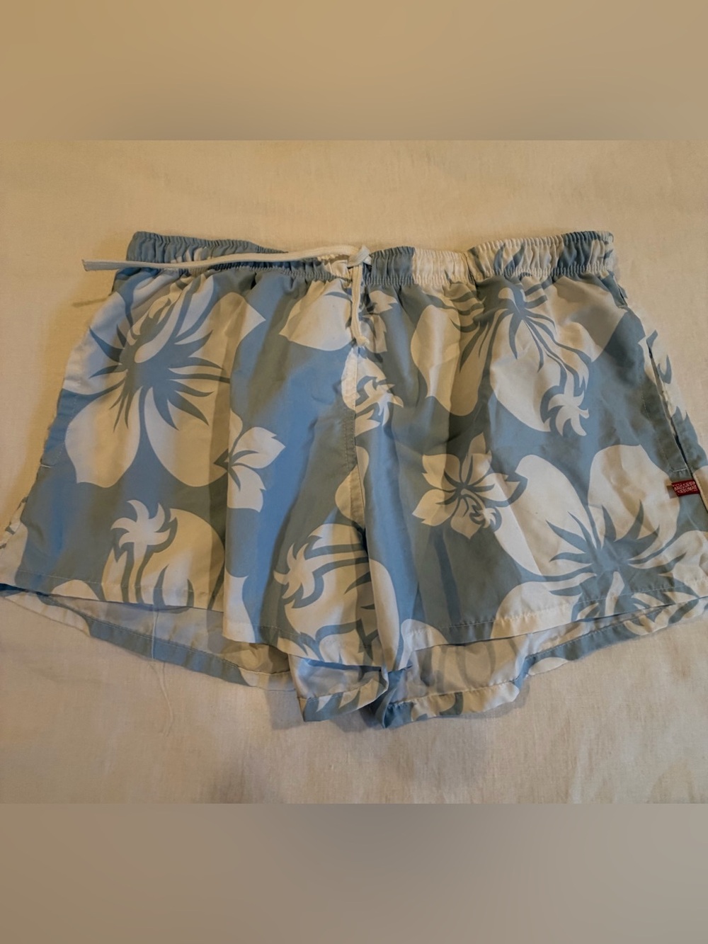 Men's Light Blue Floral Swim Bermudas with Drawstring